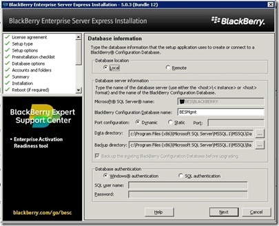 12 BES post-reboot database information