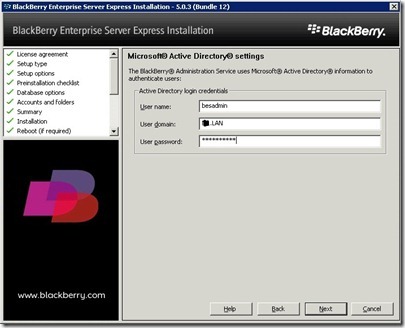 14 BES user password screen